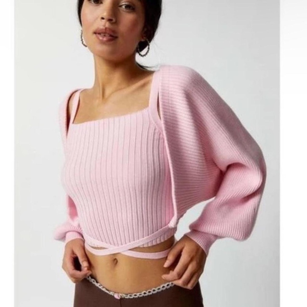 Urban Outfitters Pink Cropped Sweater Shrug
